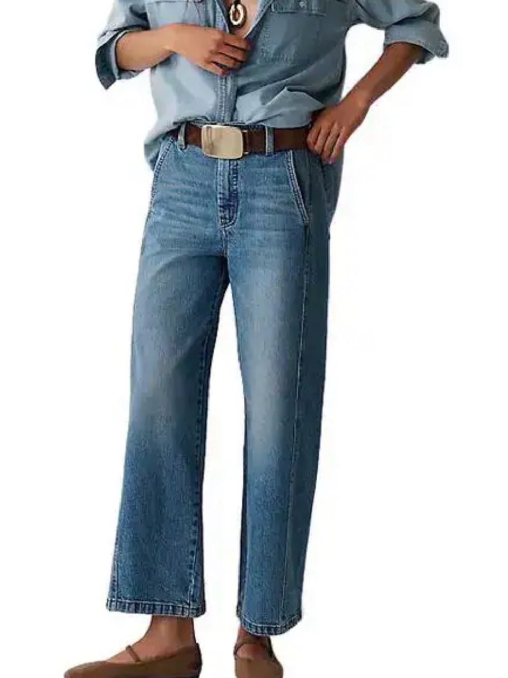 Anthropologie Pilcro High Rise Wide Leg Trouser Jeans Size 30 Blue pockets